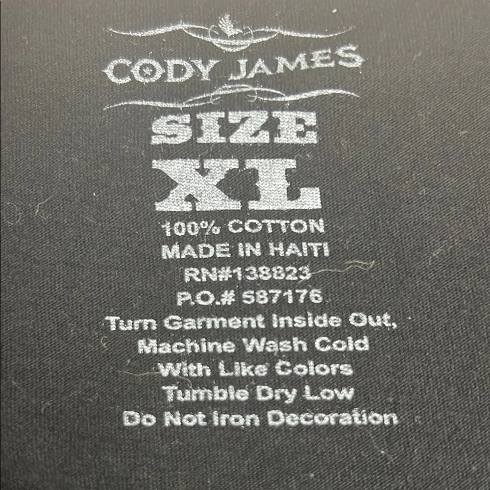 Cody‎ James Black Skull Bull Horns Country Graphic T-Shirt 100% Cotton Size XL